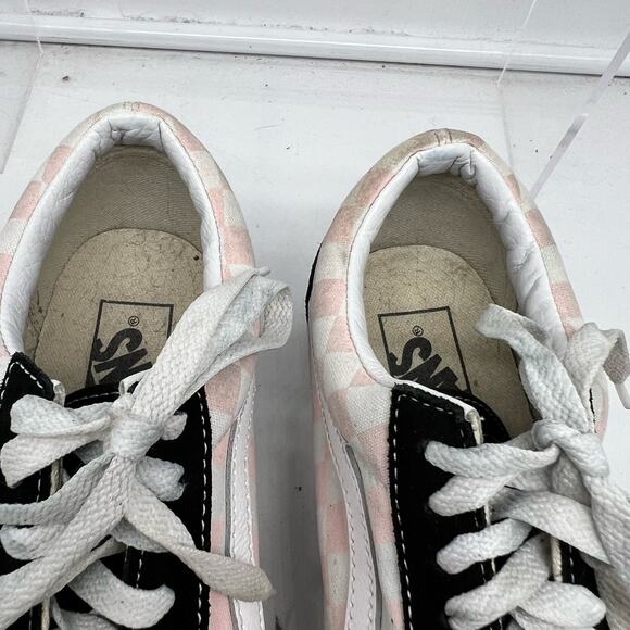 Vans Shoes Womens 8 Platform Check Lace Low Pink White Black Skate Sneaker - Picture 5 of 8